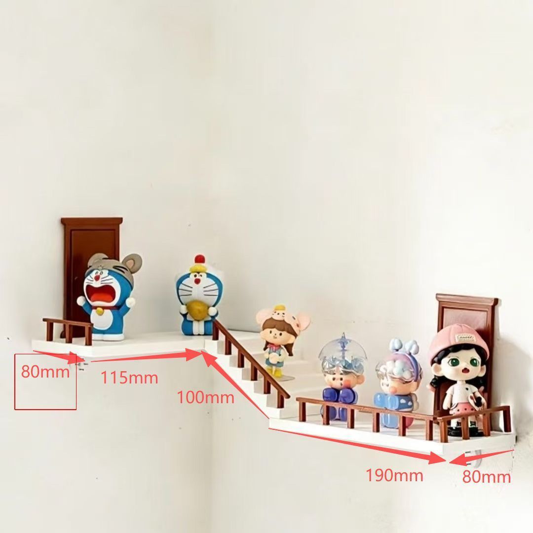 Staircase-style corner shelf, a trending new product perfect for showcasing blind-box figures.