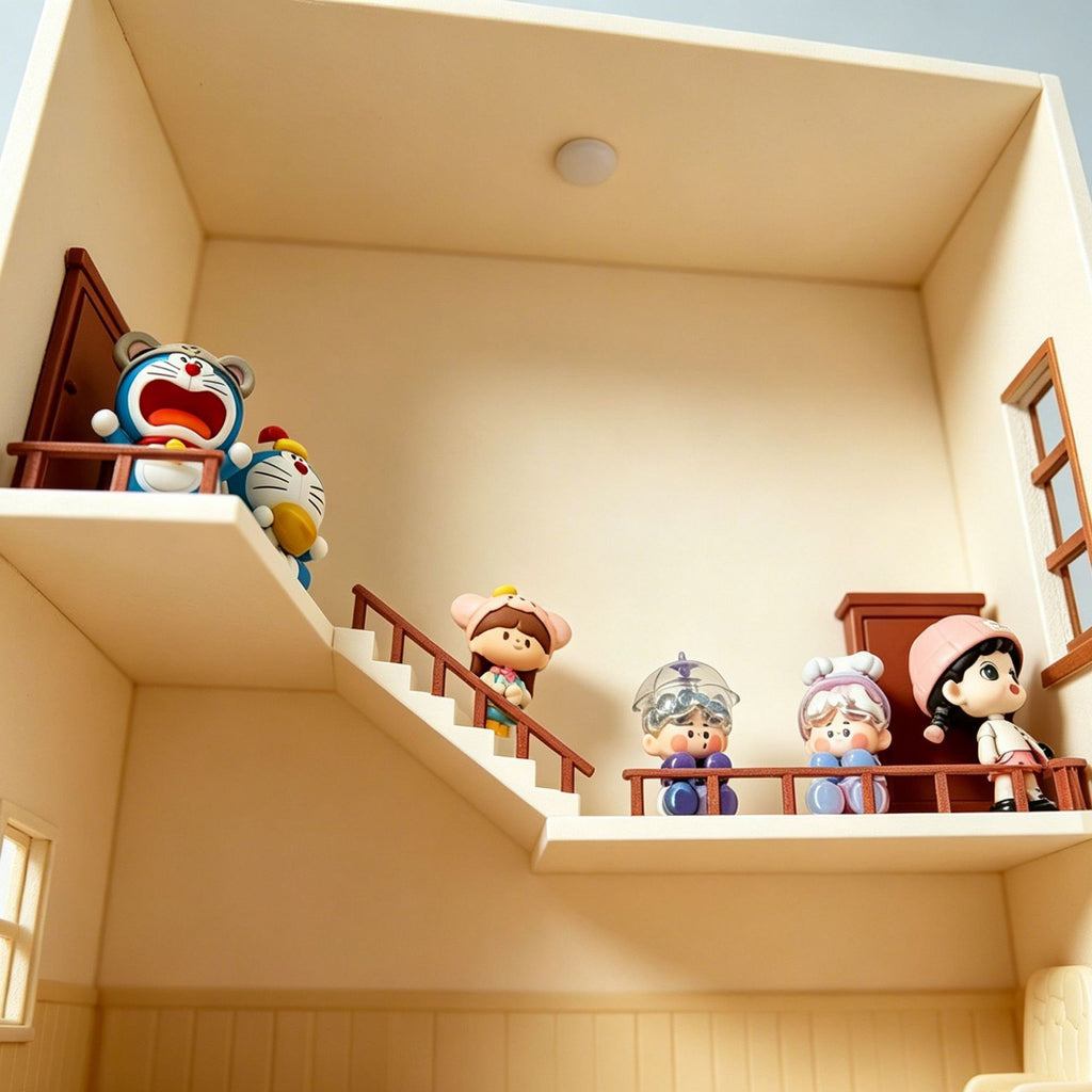 Staircase-style corner shelf, a trending new product perfect for showcasing blind-box figures.