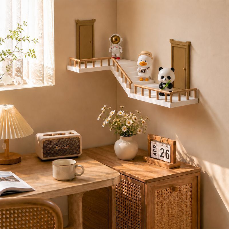 Staircase-style corner shelf, a trending new product perfect for showcasing blind-box figures.