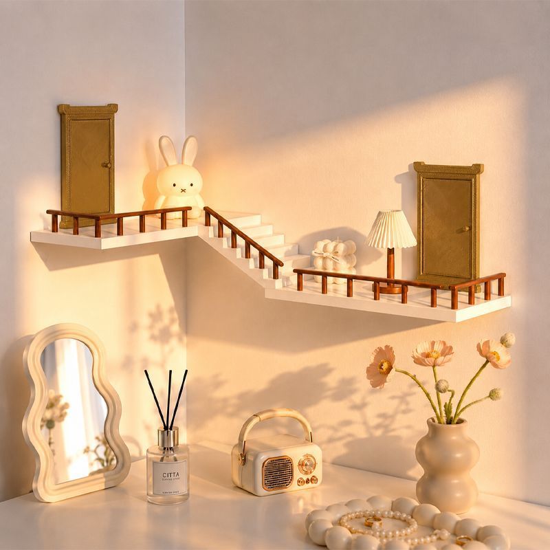 Staircase-style corner shelf, a trending new product perfect for showcasing blind-box figures.