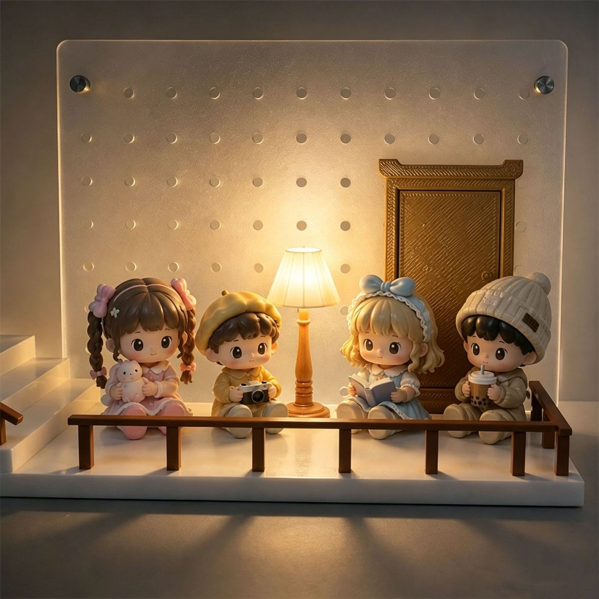Staircase-style corner shelf, a trending new product perfect for showcasing blind-box figures.