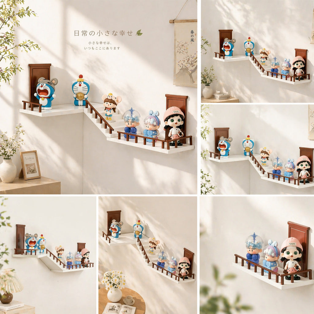 Staircase-style corner shelf, a trending new product perfect for showcasing blind-box figures.